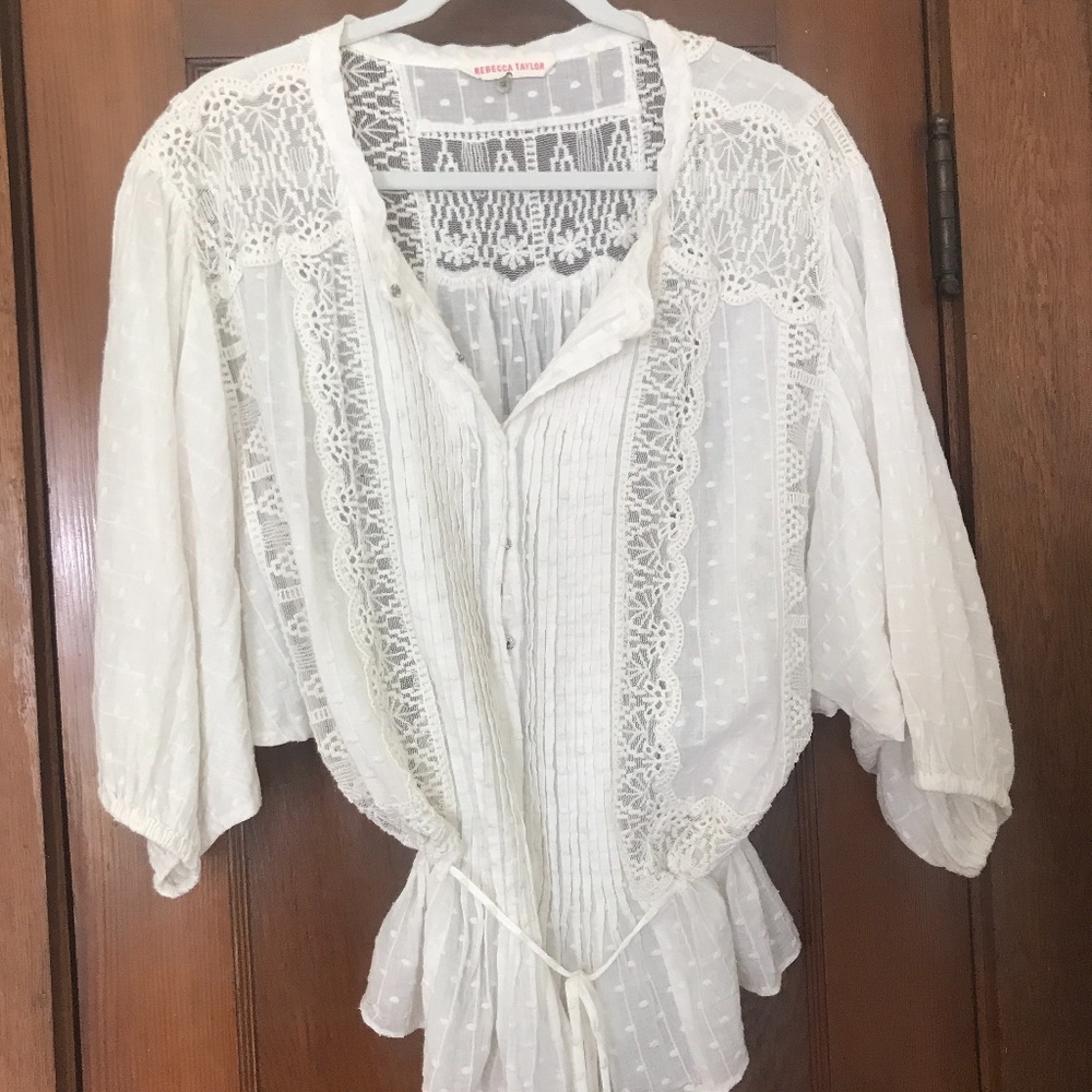 Rebecca Taylor cotton and lace Top